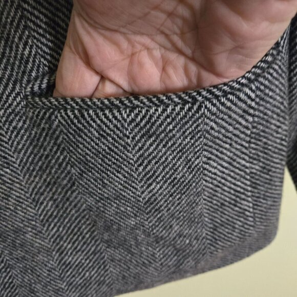 Giorgio Sant Angelo Vintage Dark Academia Herringbone Wool Blazer Size 12 - Picture 4 of 6